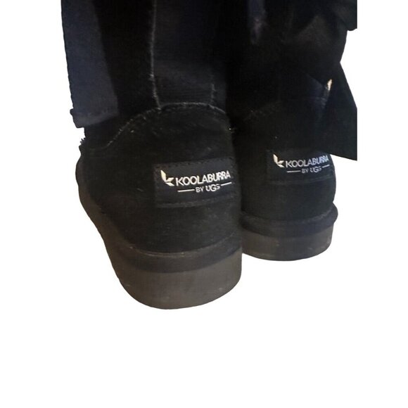 Koolaburra By UGG Womens Black Suede Mid-Calf Boots W/ Bows & Shearling Lining S - Picture 5 of 5